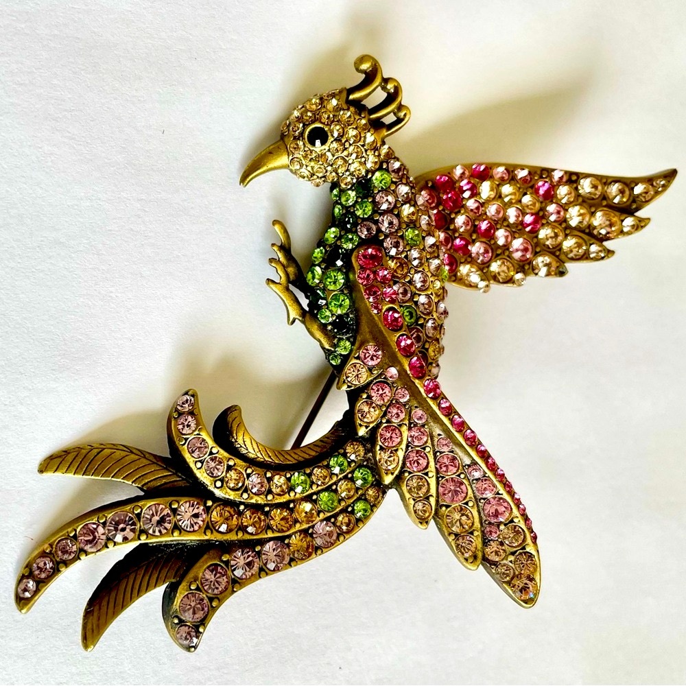 Vintage Jay Strongwater Bird Of Paradise Rhinestone Brooch - Picture 2 of 7